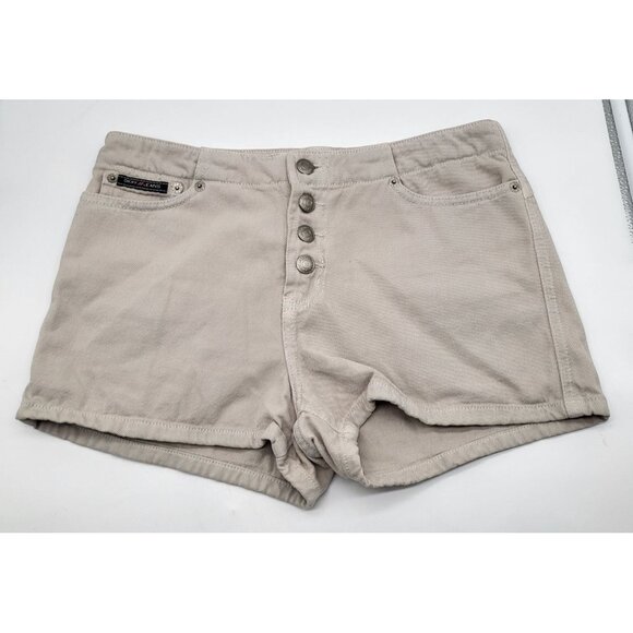 Dkny Pants - DKNY Juniors SZ 5 Button Fly Beige Mini Shorts y2k preppy